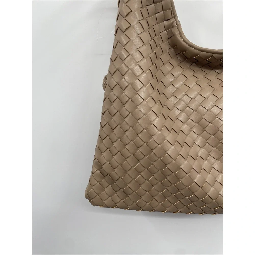 Alyssa‎ Hobo Bag Women's Brown Woven Leather Top Handle Slouchy Shoulder Bag NWT